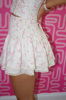 Floral Print Ruched Corset Top And Mini Skirt Set