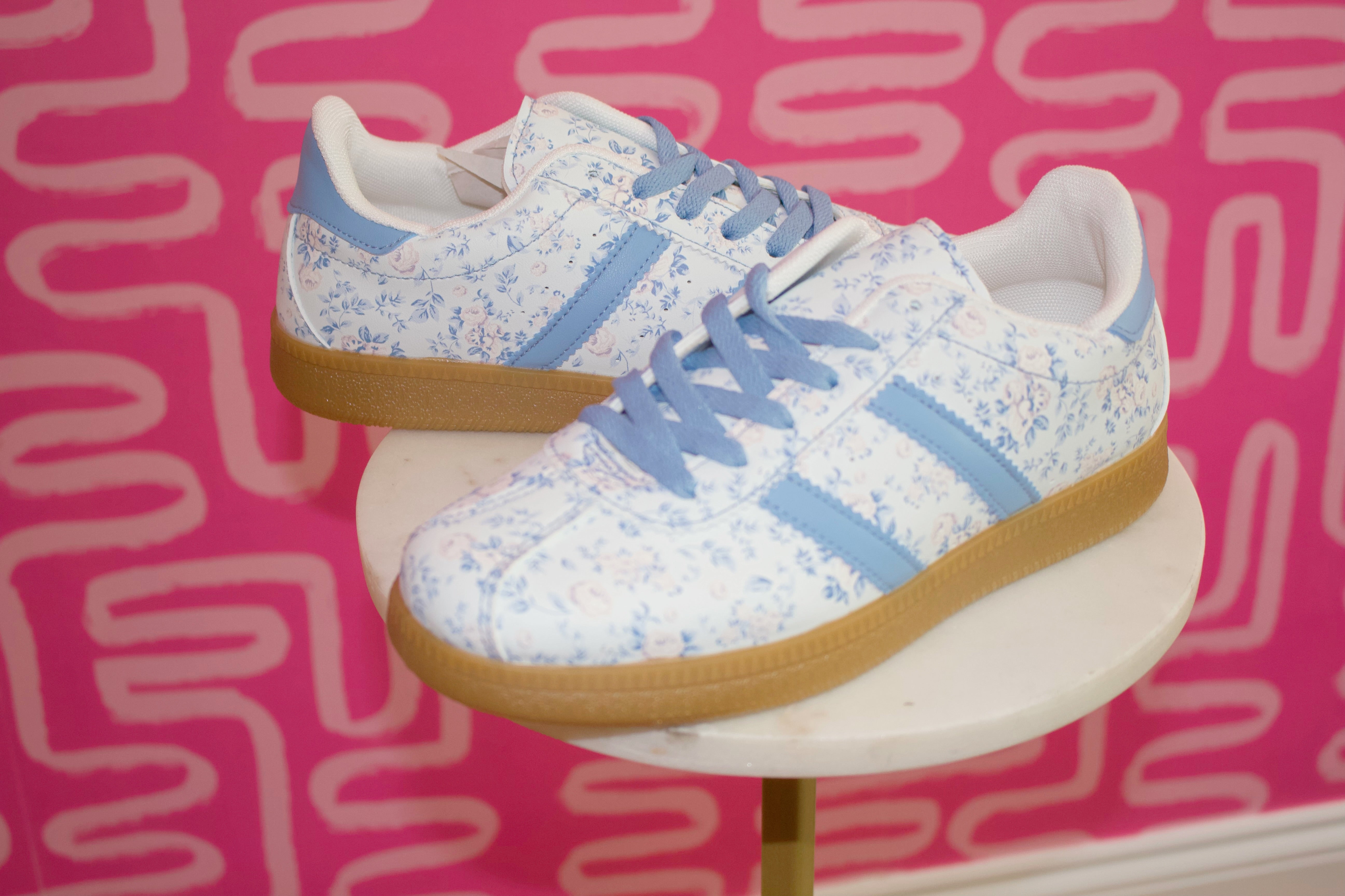 Light Blue Floral Sneakers