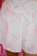 White and Light Pink Motion Ribbon Print Bow Detail Athleisure Skirt