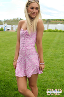 Light Purple Floral Corset Shape Zig Zag Tube Mini Dress