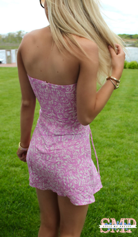 Light Purple Floral Corset Shape Zig Zag Tube Mini Dress