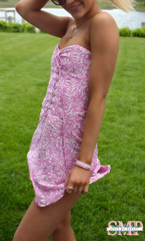 Light Purple Floral Corset Shape Zig Zag Tube Mini Dress